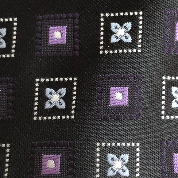 Bill Robinson Hand Made 100% Polyester Geo Floral Necktie - NEW - Picture 5 of 7